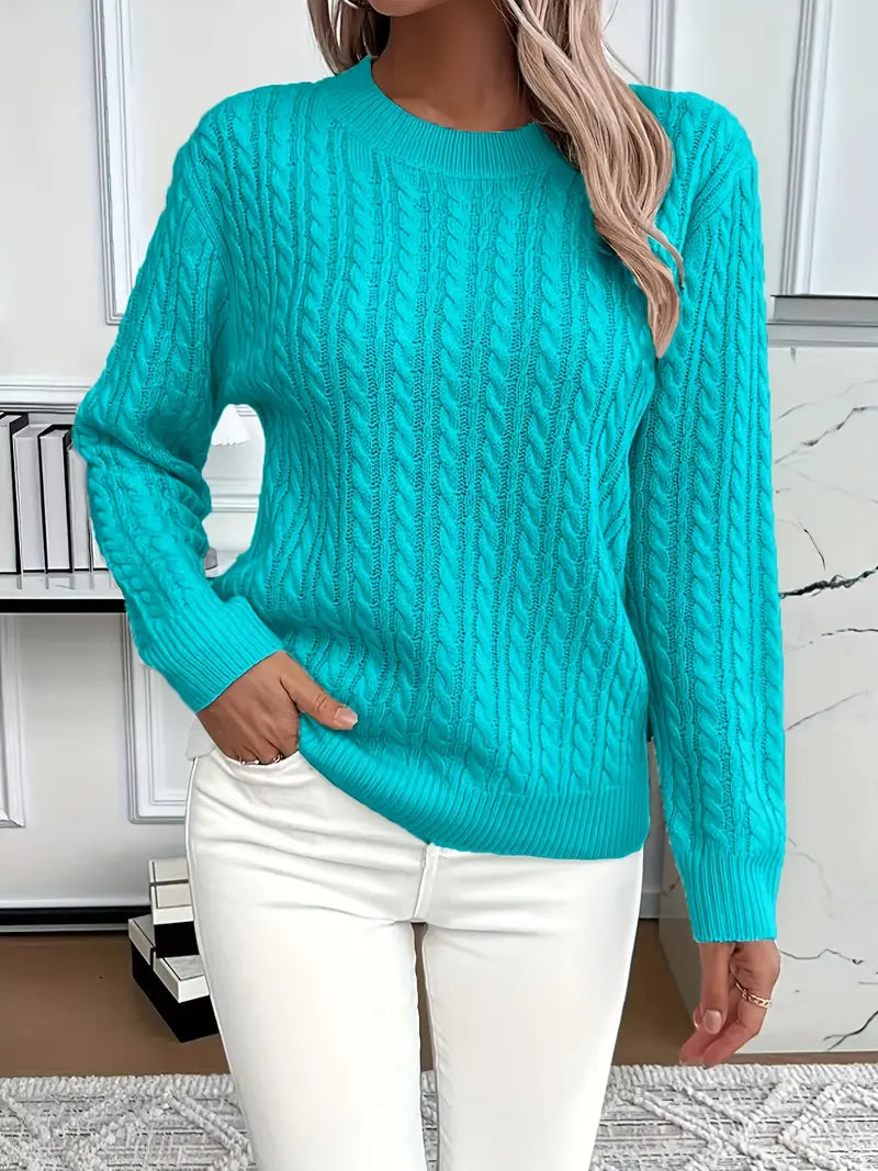 Esther | Women's Long Sleeve Cable Knit Sweater - Image 6
