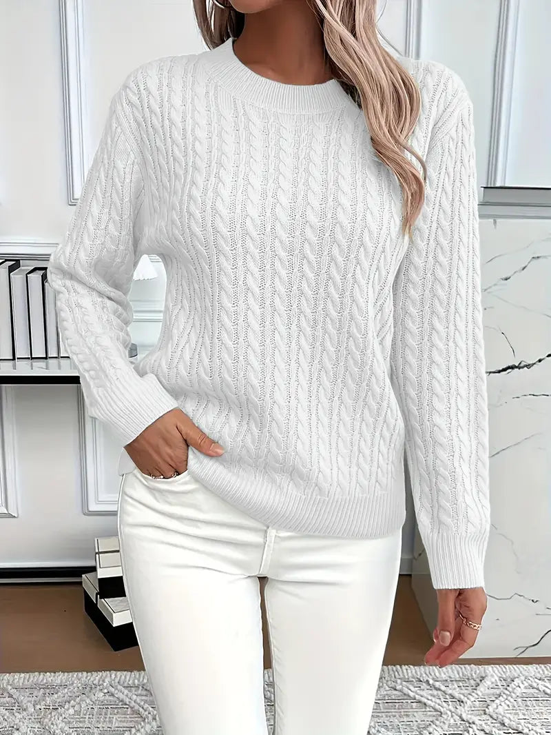 Esther | Women's Long Sleeve Cable Knit Sweater - Image 7