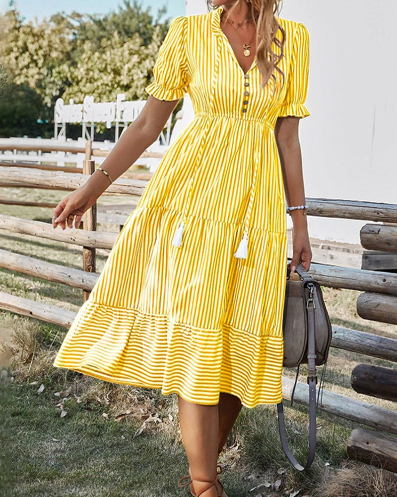 Mariah | Casual Midi A-Line Dress with V-Neck - Image 9