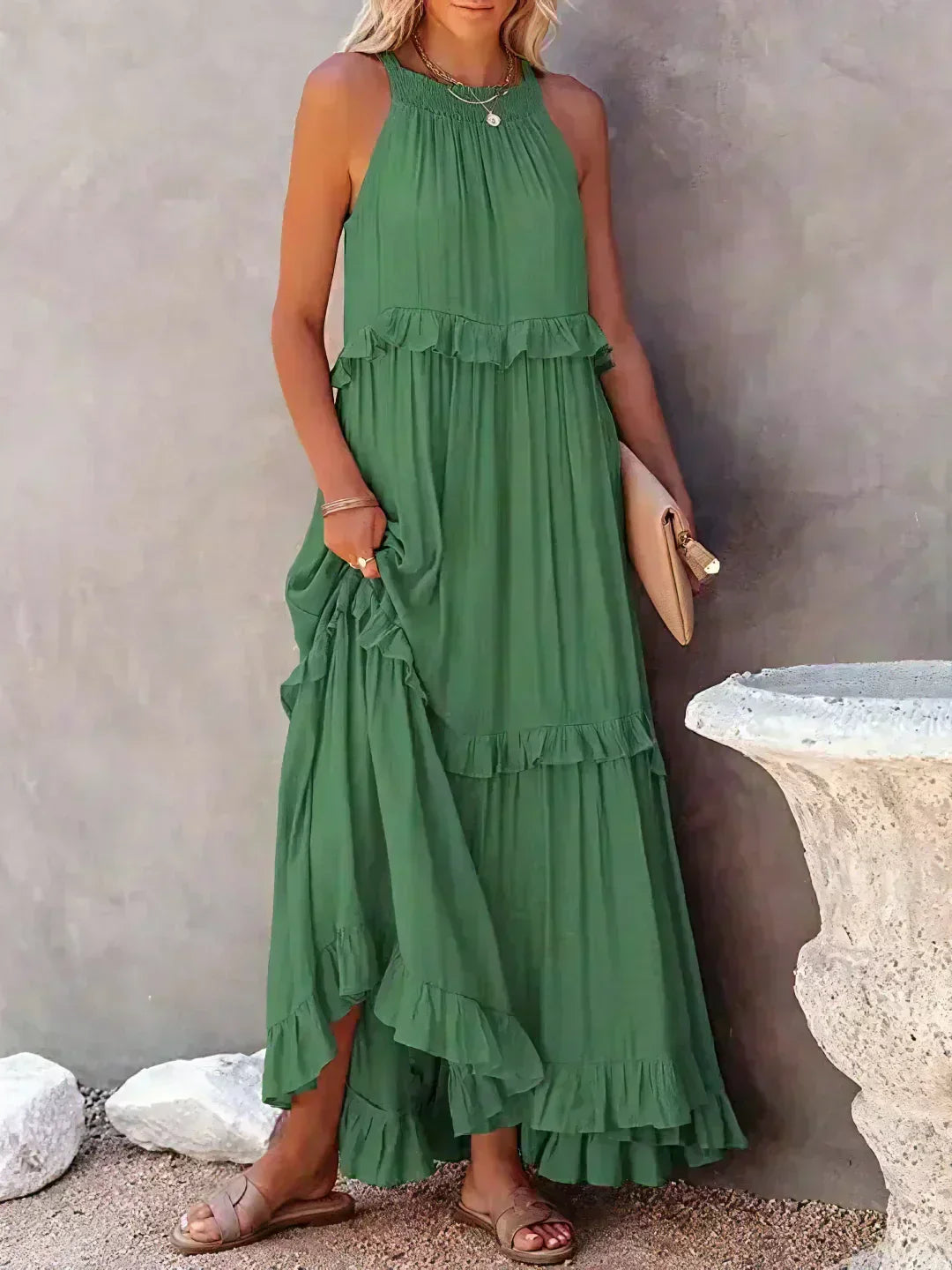 Molly | Elegant Sleeveless Ruffle Trim Dress for Women - Image 16