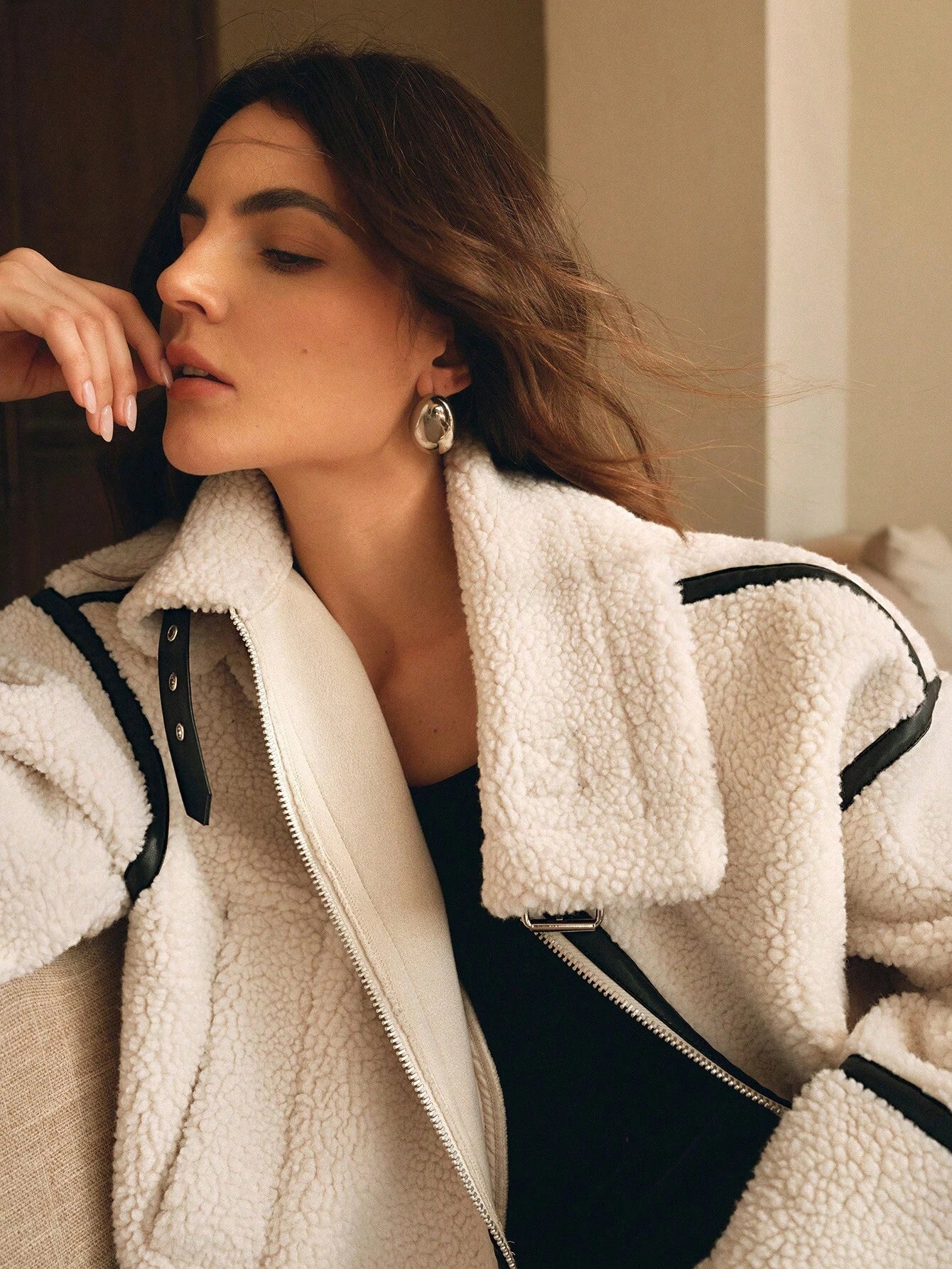 Renee | Women's Oversized Sherpa Jacket - Image 6