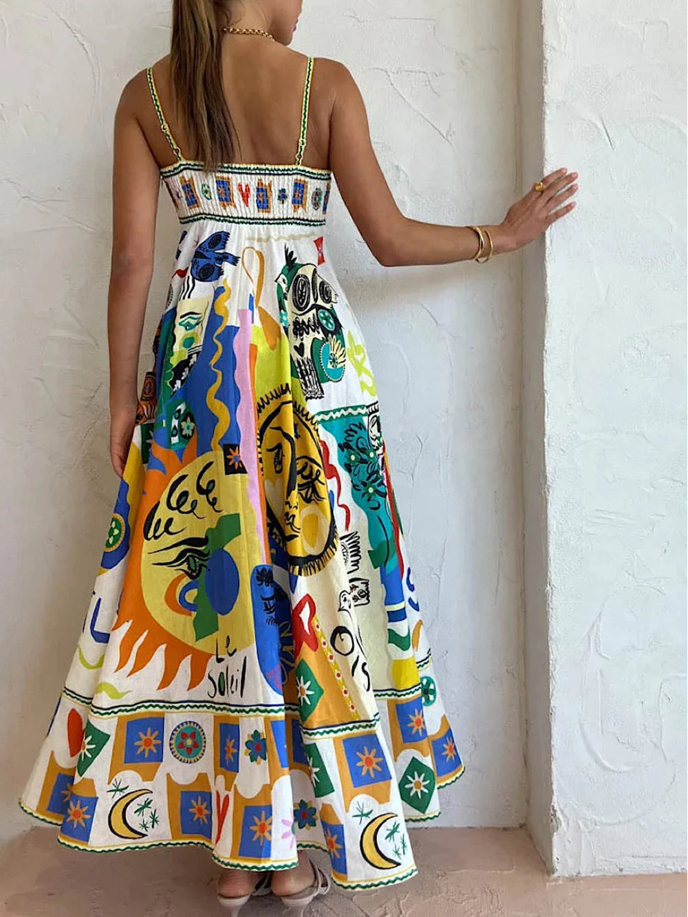 Adrienne | Chic Geometric Graffiti Prints Slip Dress - Effortlessly Stylish - Image 2