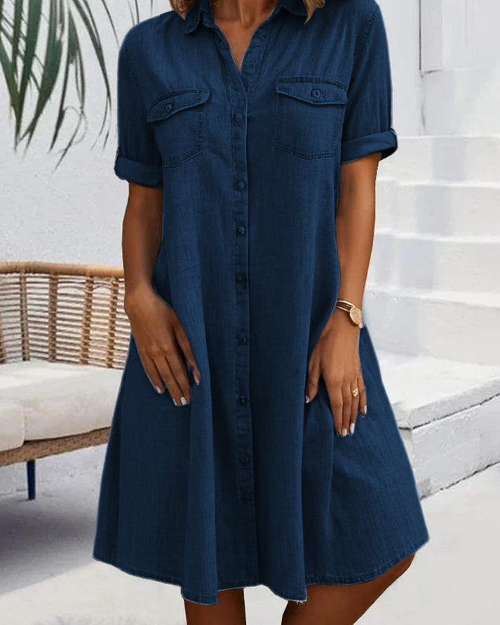 Joanna | Stylish Short Sleeve Button-Up Dress - Image 3
