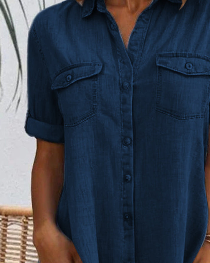 Joanna | Stylish Short Sleeve Button-Up Dress - Image 5