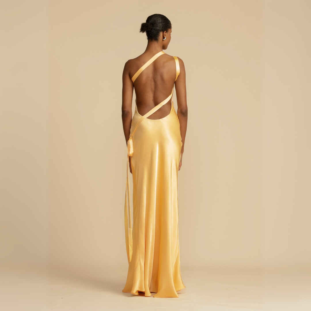 Altivaro | Elegant Yellow One-Shoulder Maxi Dress for Modern Women - Image 5