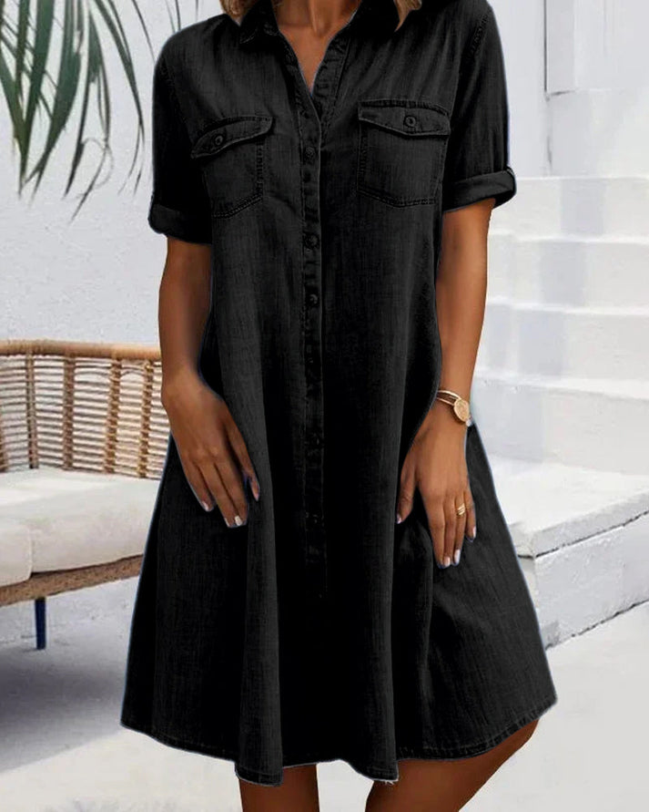 Joanna | Stylish Short Sleeve Button-Up Dress - Image 2