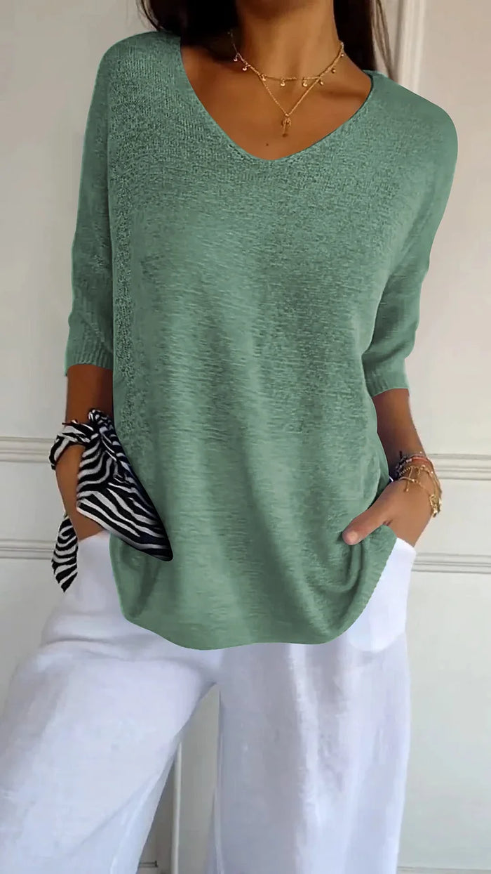 Kiara | Women's Oversized V-Neck Sweater Top - Image 7