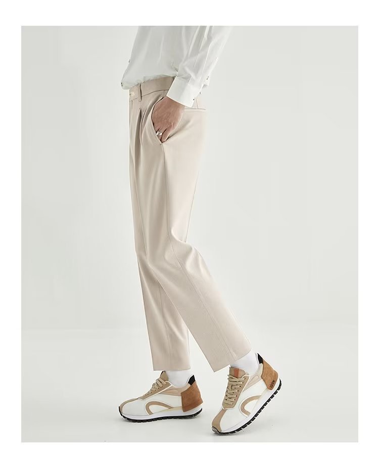Stan | Men's High-Waisted Pleated Cropped Pants - Image 7
