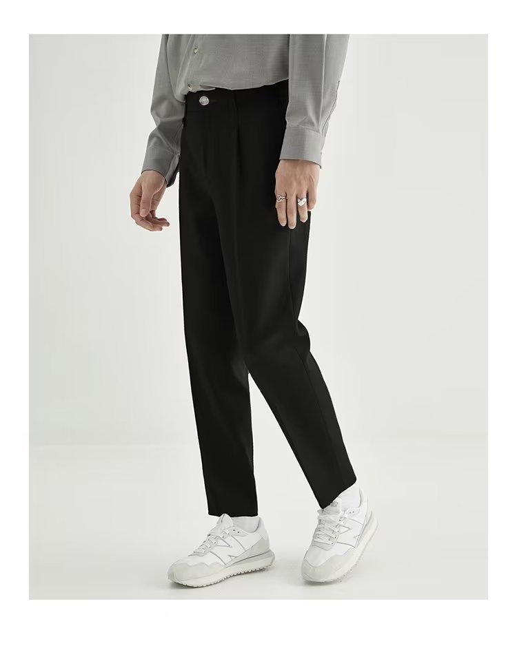 Stan | Men's High-Waisted Pleated Cropped Pants - Image 3