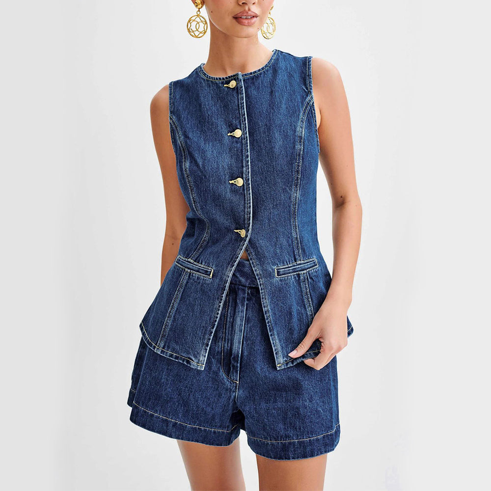 Susan | Stylish Denim Vest and Loose Shorts Set for Summer - Image 3