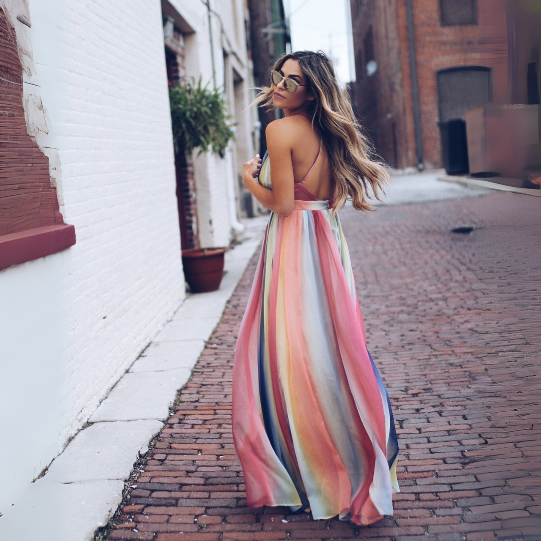 Altivaro | Elegant Summer Maxi Dress with Stripes - Image 2