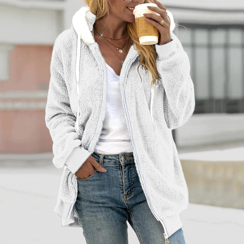Tina | Women's Hooded Zip-Up Long Coat - Image 4