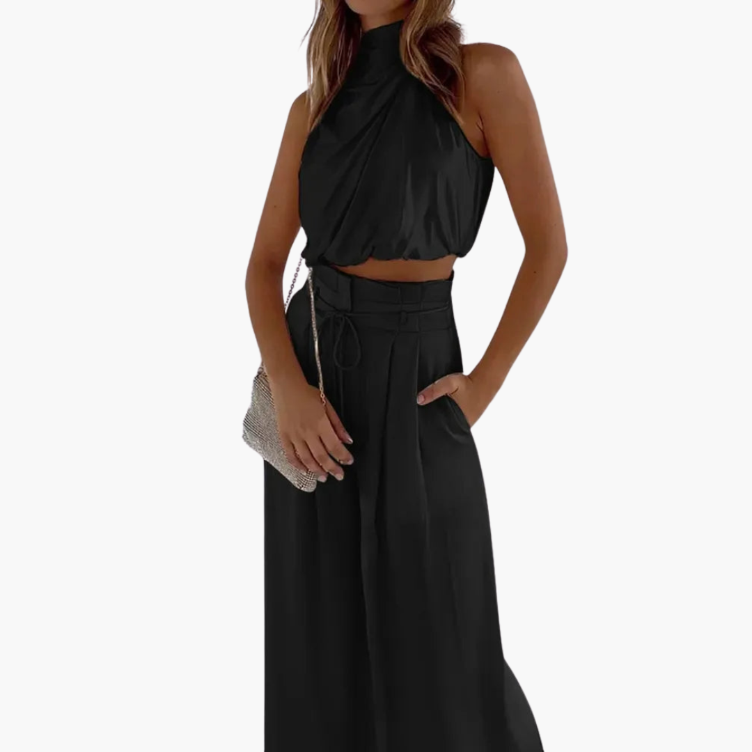 Ava | Elegant Halter Top and Palazzo Pants Set - Image 2