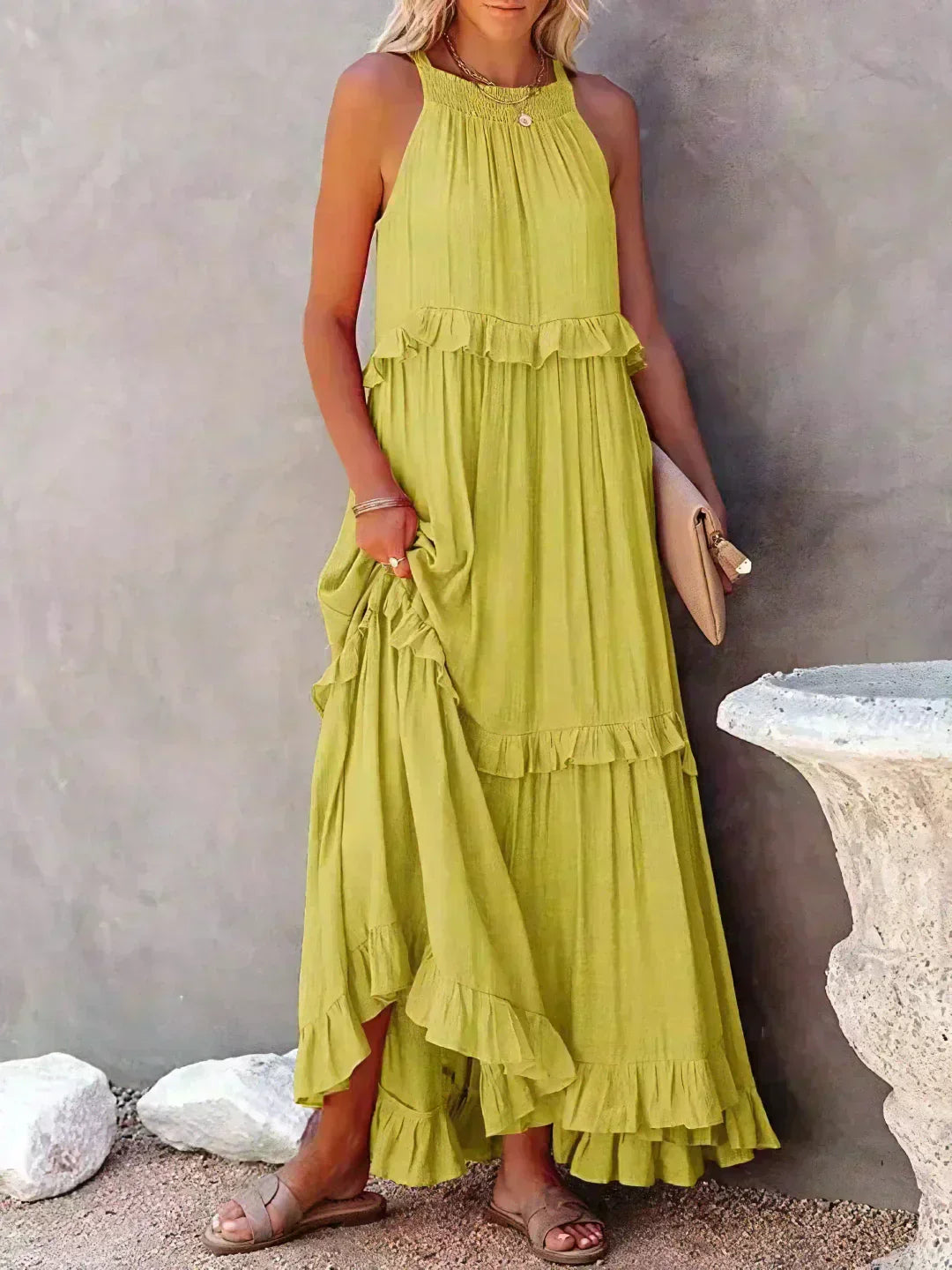 Molly | Elegant Sleeveless Ruffle Trim Dress for Women - Image 20