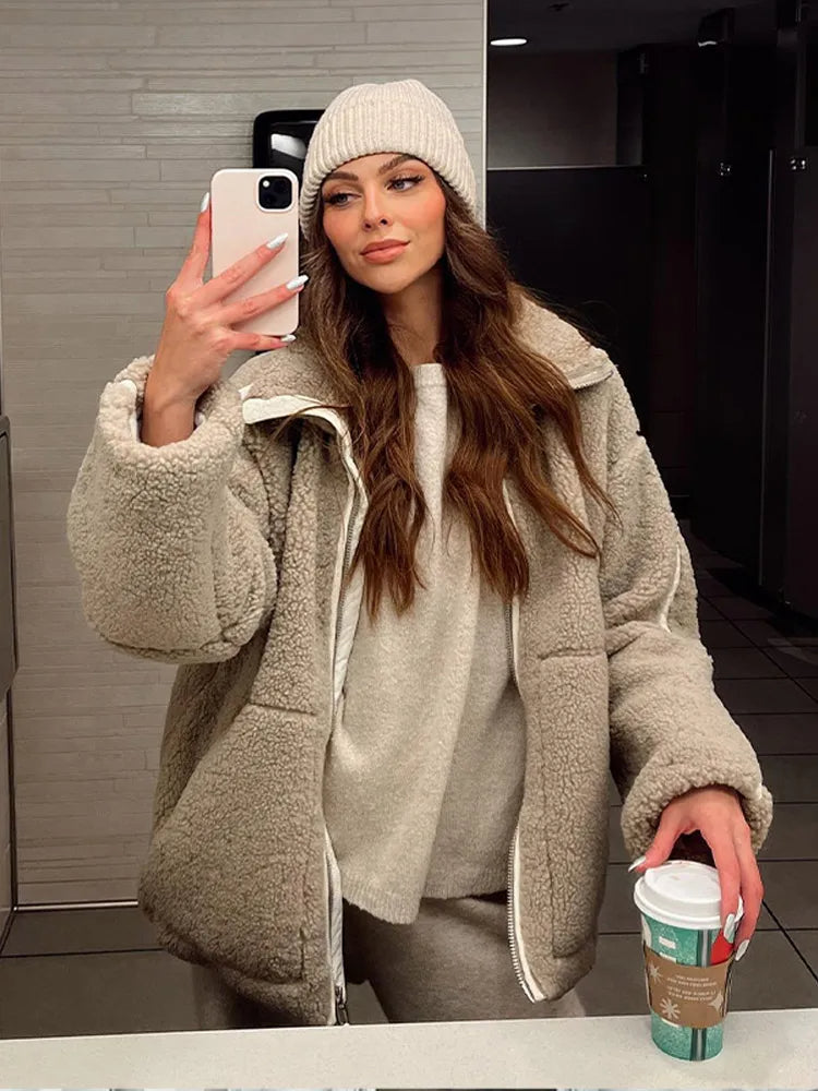 Maureen | Women's Sherpa Zip-Up Coat - Image 7