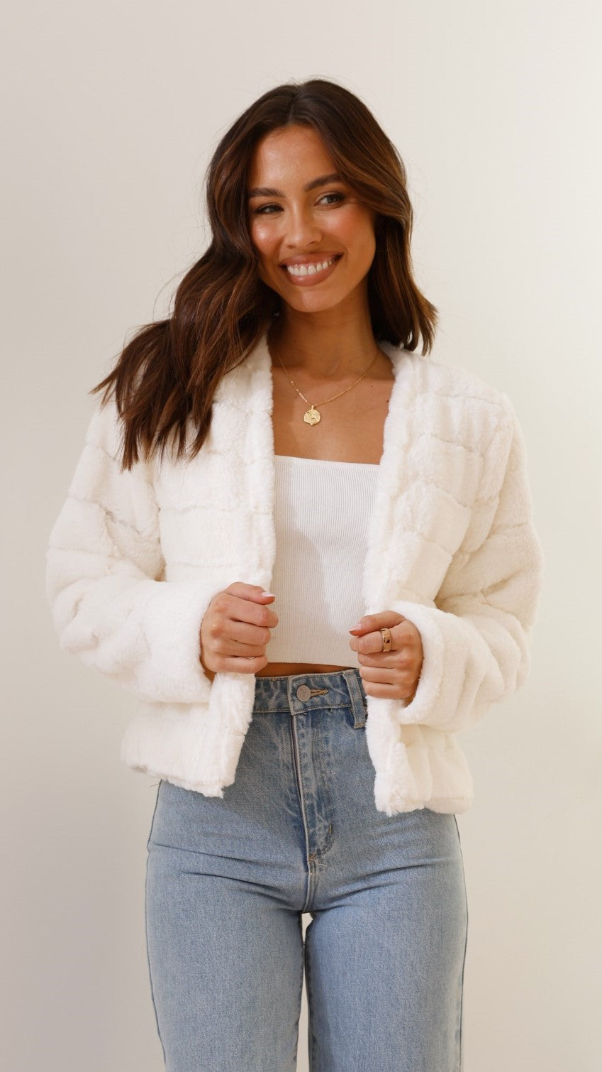 Nancy | Women's Cropped Faux Fur Jacket - Image 1
