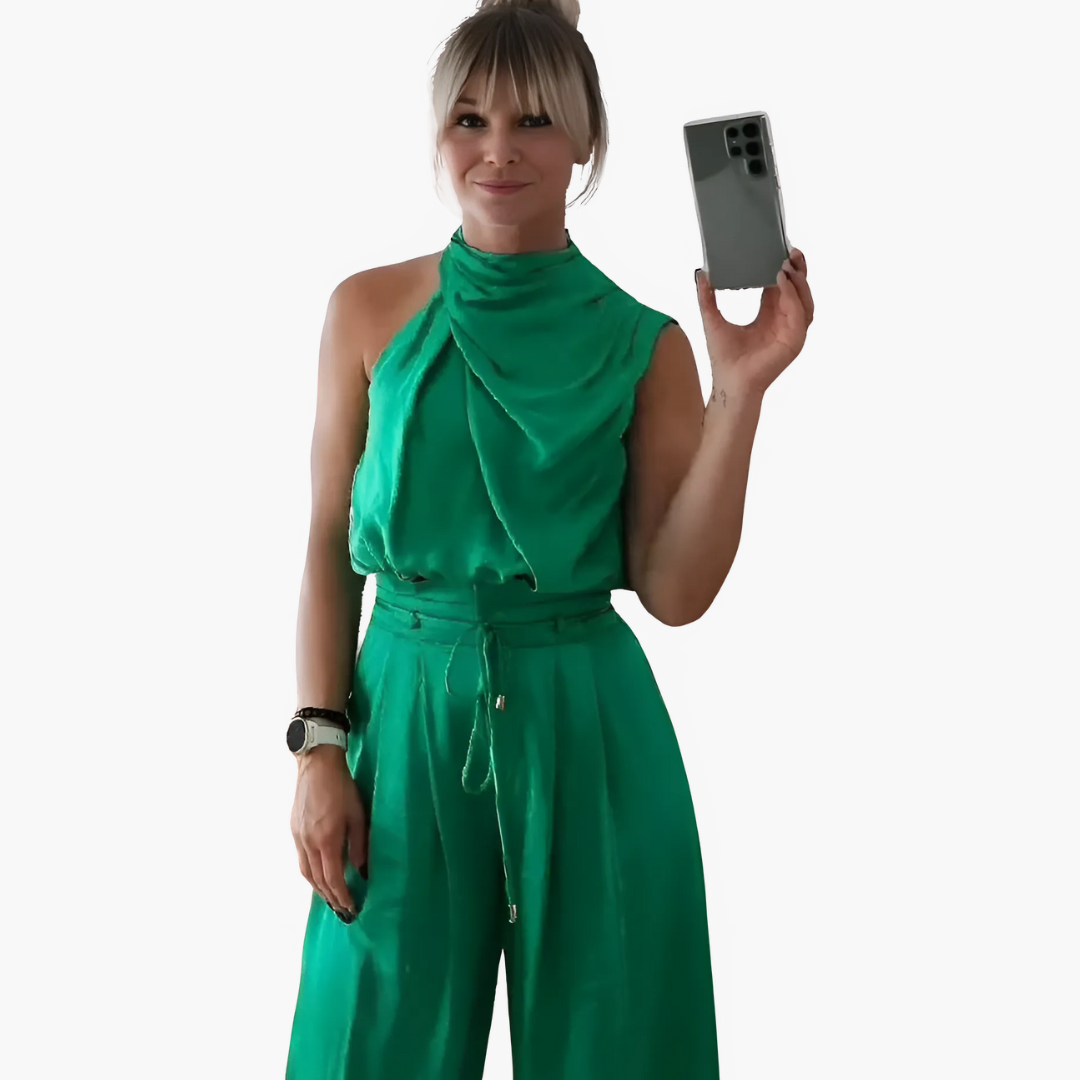 Ava | Elegant Halter Top and Palazzo Pants Set - Image 3