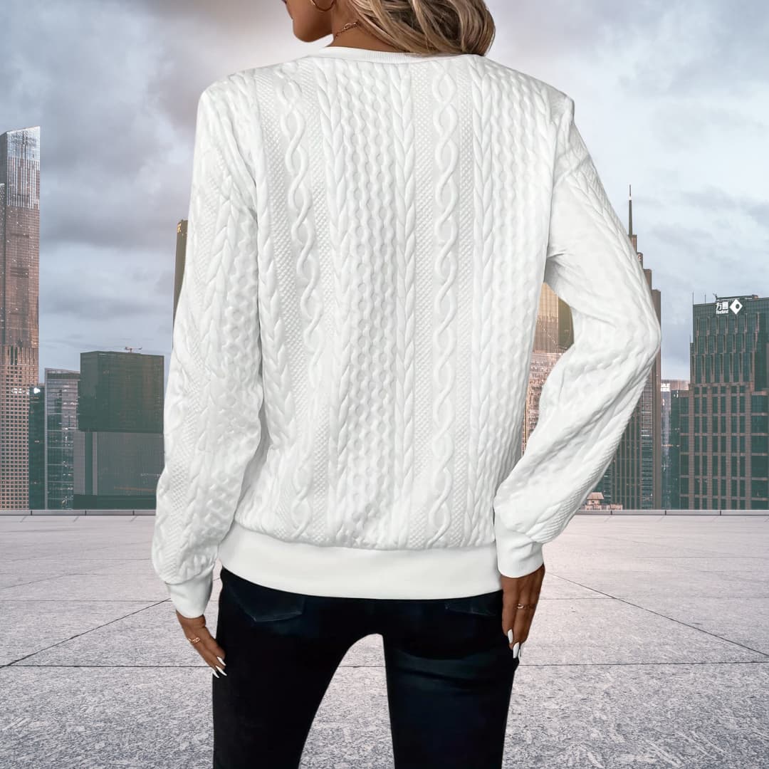 Penny | Women's Cable Knit Zip-Up Sweater - Image 9