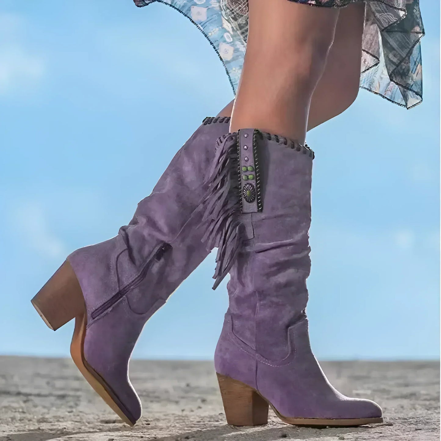 Maria | Women's Knee High Heeled Cowboy Boots - Image 2