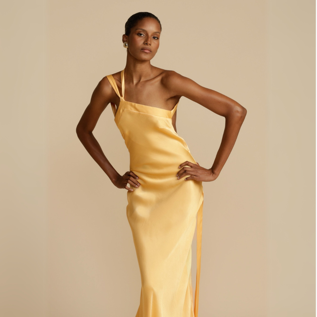 Altivaro | Elegant Yellow One-Shoulder Maxi Dress for Modern Women - Image 3