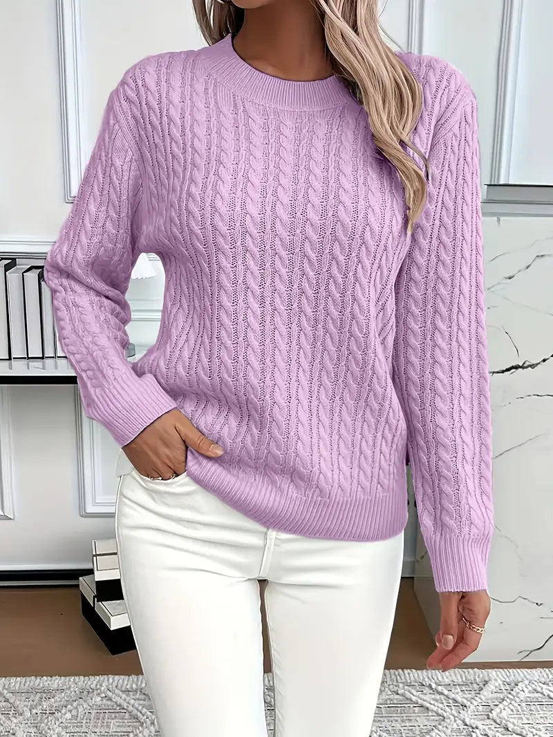 Esther | Women's Long Sleeve Cable Knit Sweater - Image 8