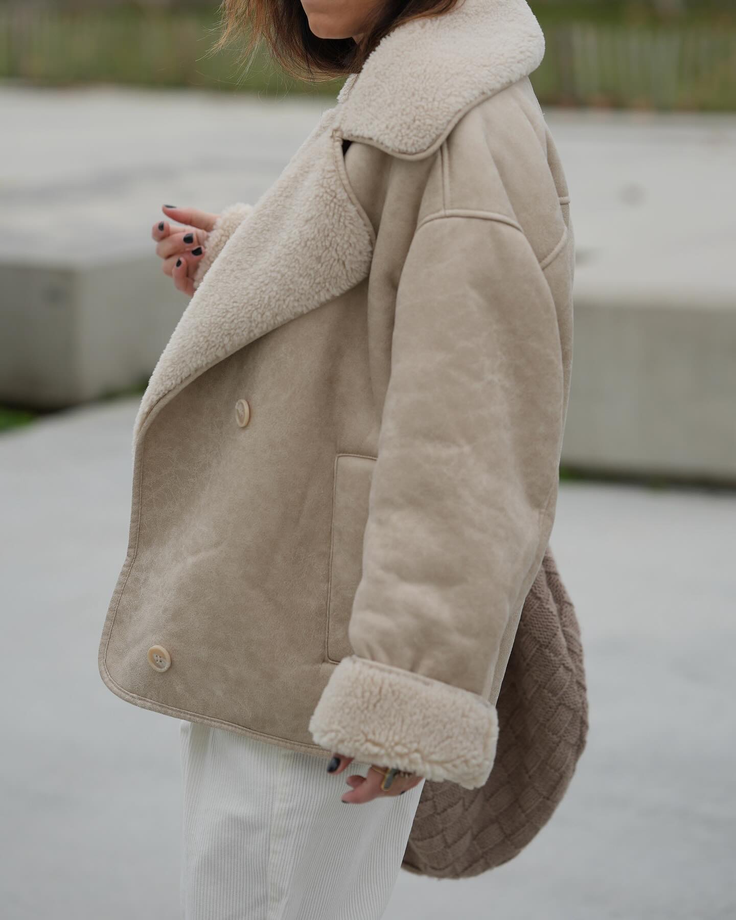 Melissa | Women's Oversized Sherpa Lined Double Breasted Jacket - Image 11