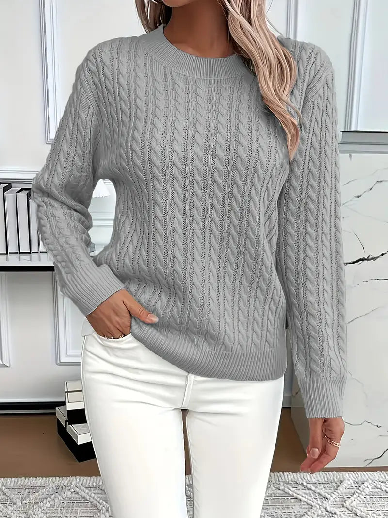 Esther | Women's Long Sleeve Cable Knit Sweater - Image 3