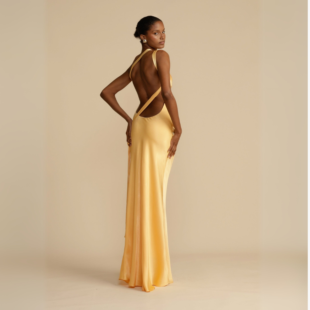 Altivaro | Elegant Yellow One-Shoulder Maxi Dress for Modern Women - Image 4