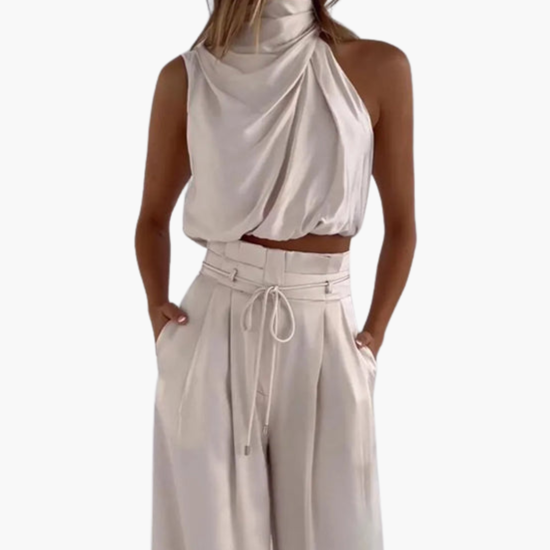Ava | Elegant Halter Top and Palazzo Pants Set - Image 4