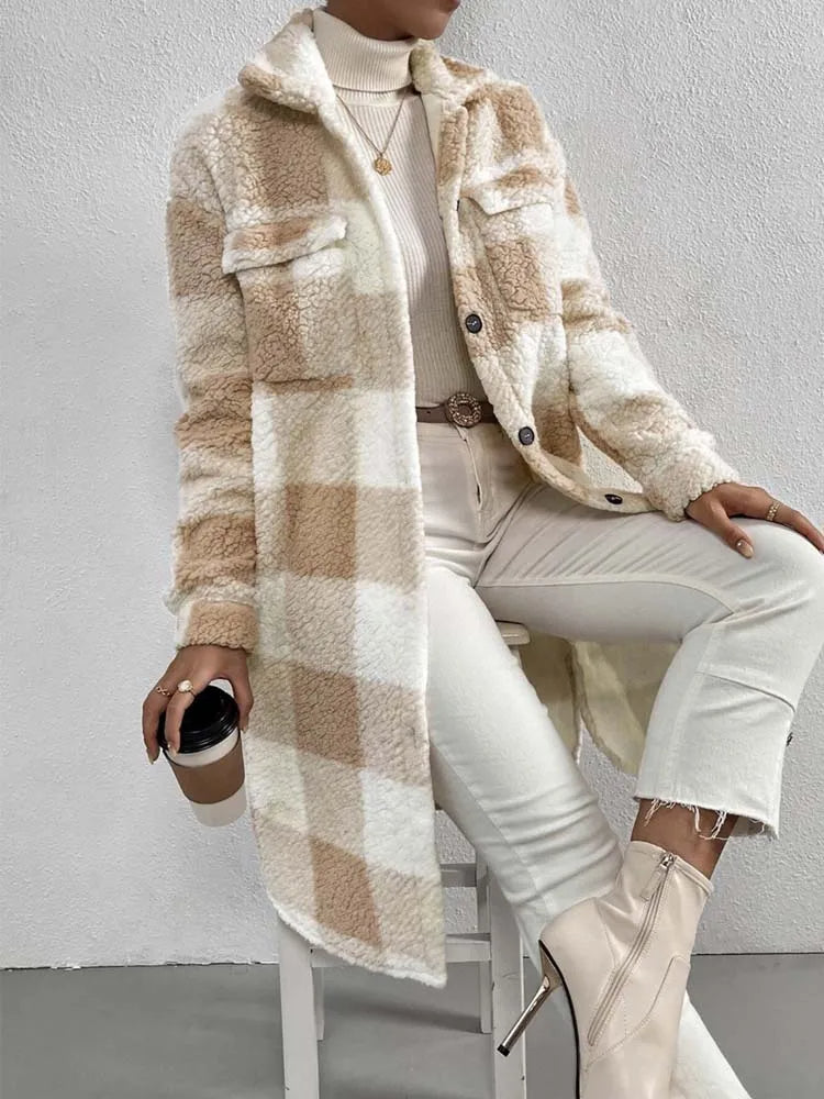 Donna | Women's Oversized Longline Plaid Coat - Image 4