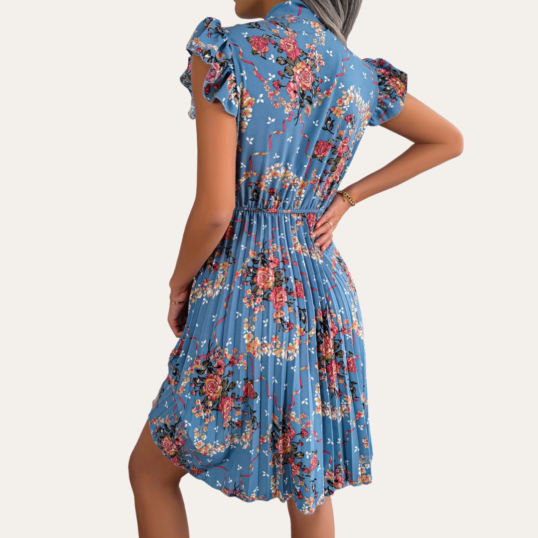 Vestea | Elegant Floral Dress with Bow - Image 2