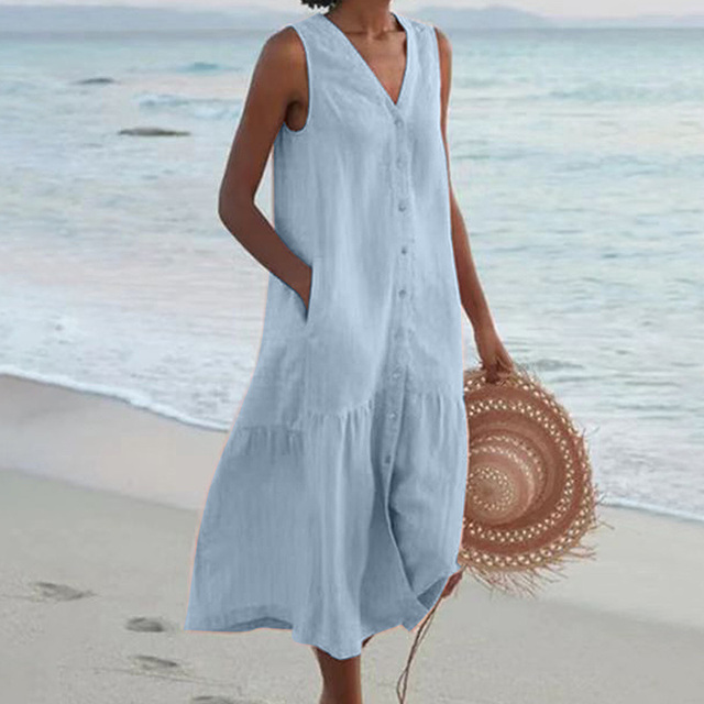 Sheila | Elegant Button-Down Summer Dress for Comfort and Style - Image 2