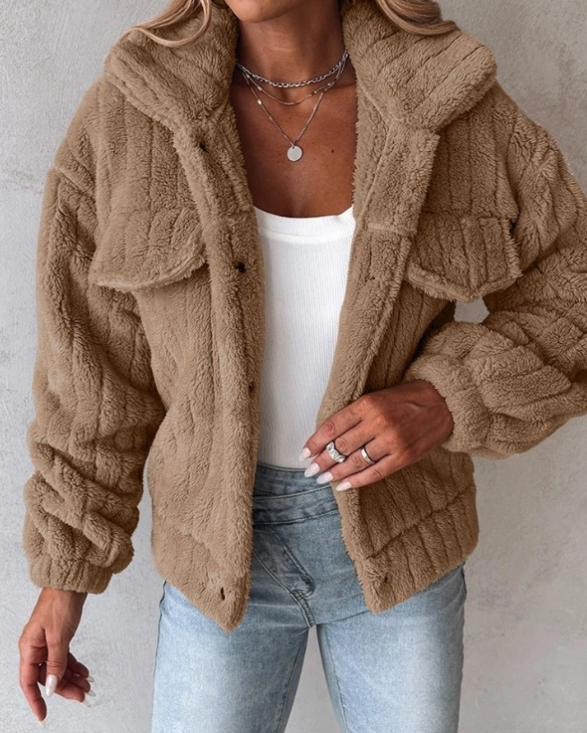 Lori | Women's Sherpa Button-Front Casual Jacket - Image 4