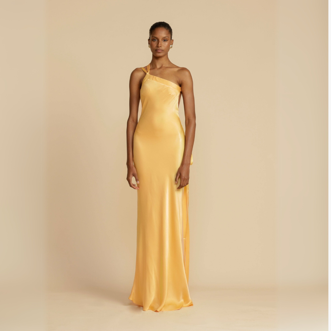 Altivaro | Elegant Yellow One-Shoulder Maxi Dress for Modern Women - Image 1