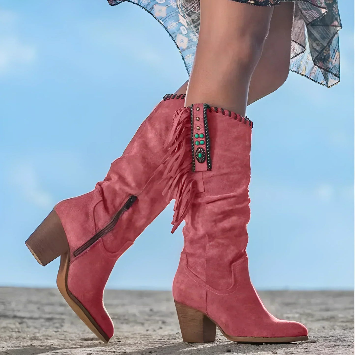 Maria | Women's Knee High Heeled Cowboy Boots - Image 4