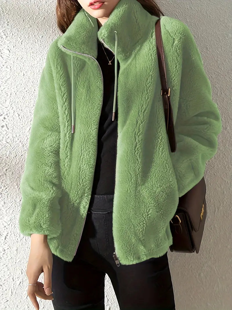 Phoebe | Women's Faux Fur Zip-Up Coat - Image 4