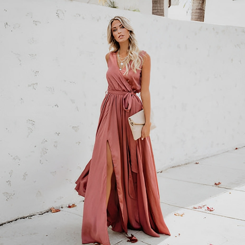 Melissa | Elegant Maxi Dress with Waist Belt for Special Occasions - Image 4