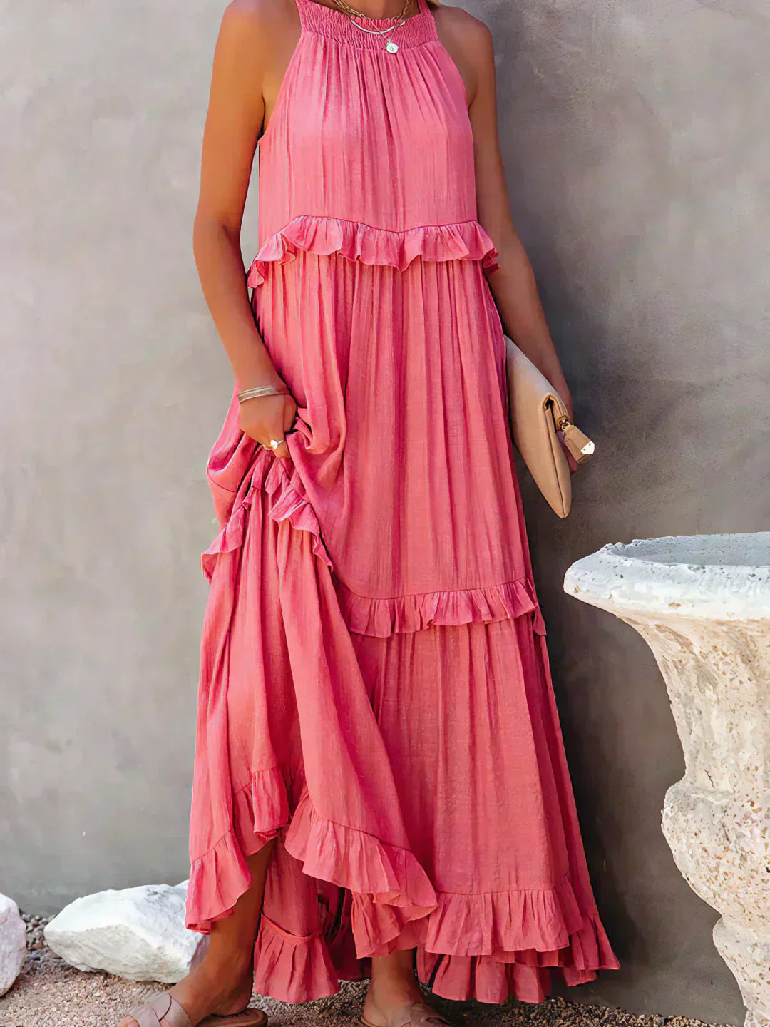 Molly | Elegant Sleeveless Ruffle Trim Dress for Women - Image 7