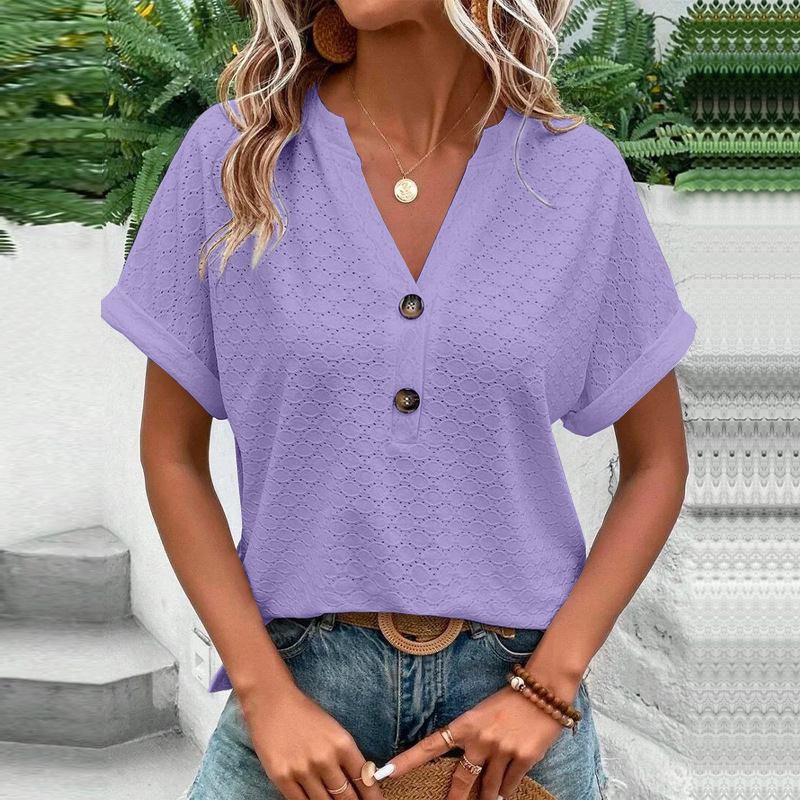 Michelle | Stylish Short-Sleeve Blouse with Buttons for Women - Image 7