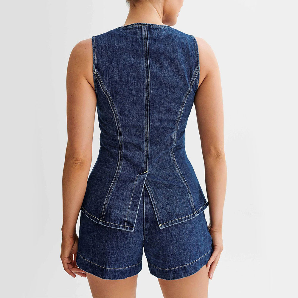 Susan | Stylish Denim Vest and Loose Shorts Set for Summer - Image 2