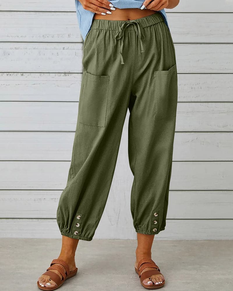 Judith | Comfortable Cropped Pants with Elastic Waist and Pockets - Image 7