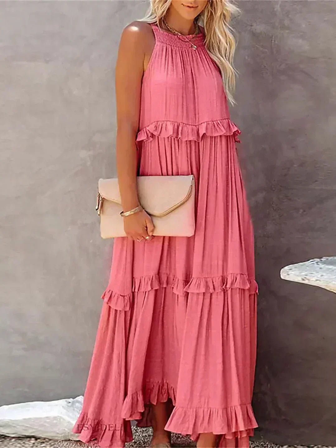 Molly | Elegant Sleeveless Ruffle Trim Dress for Women - Image 11
