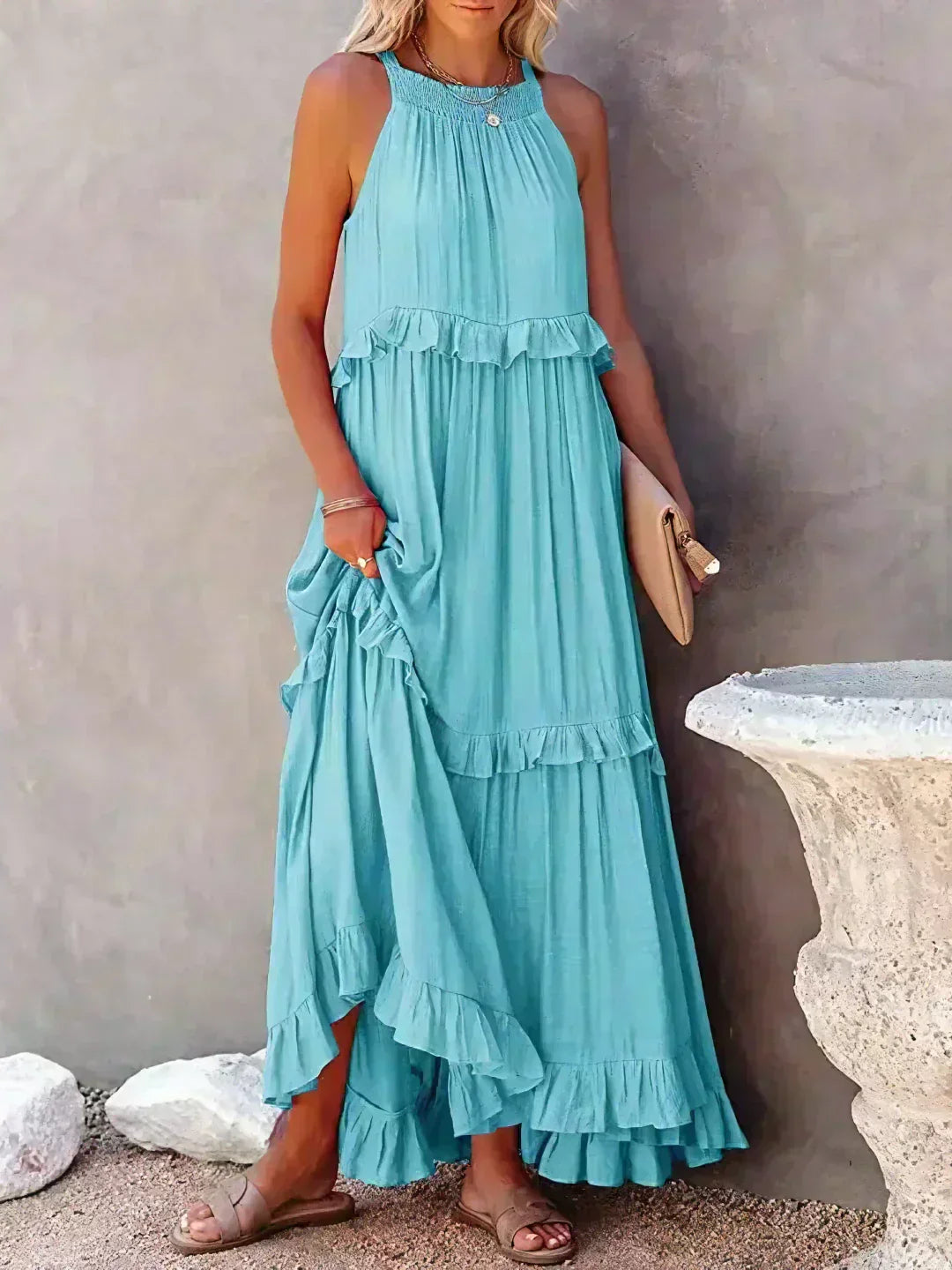 Molly | Elegant Sleeveless Ruffle Trim Dress for Women - Image 15