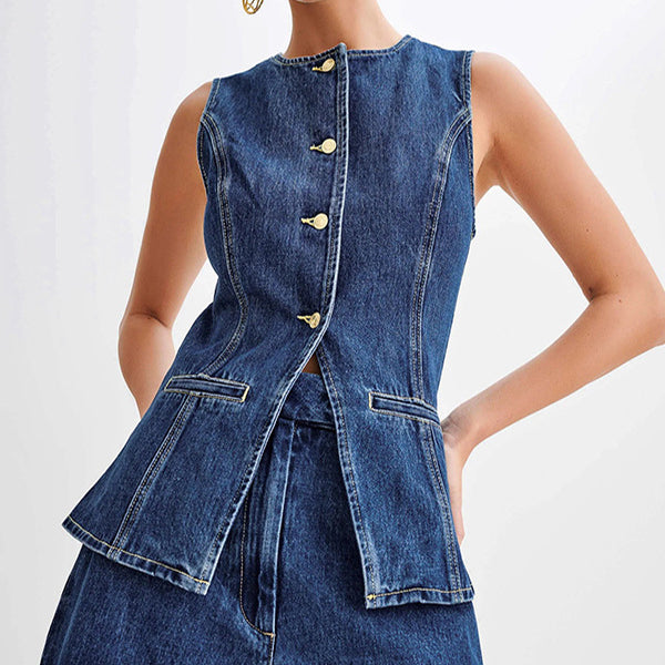 Susan | Stylish Denim Vest and Loose Shorts Set for Summer - Image 6