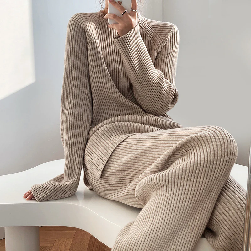 Virginia | Women's Wide Leg Ribbed Knit Two-Piece Set - Image 2