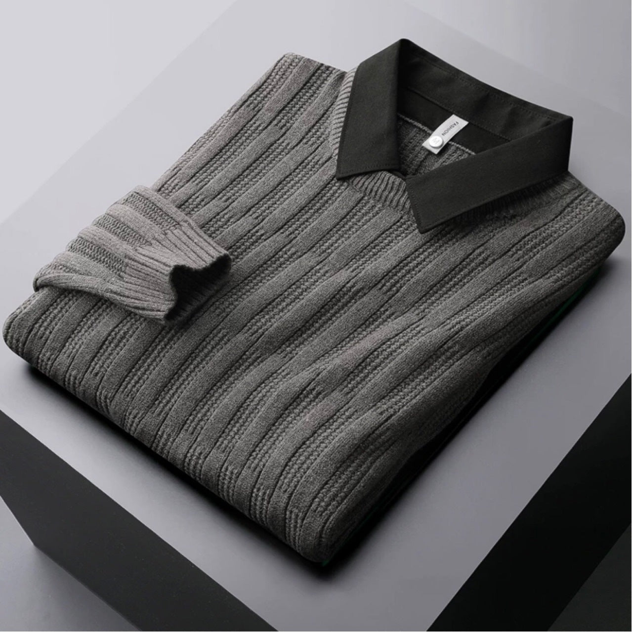 Lenny | Men's Ribbed Polo Collar Sweater - Image 1