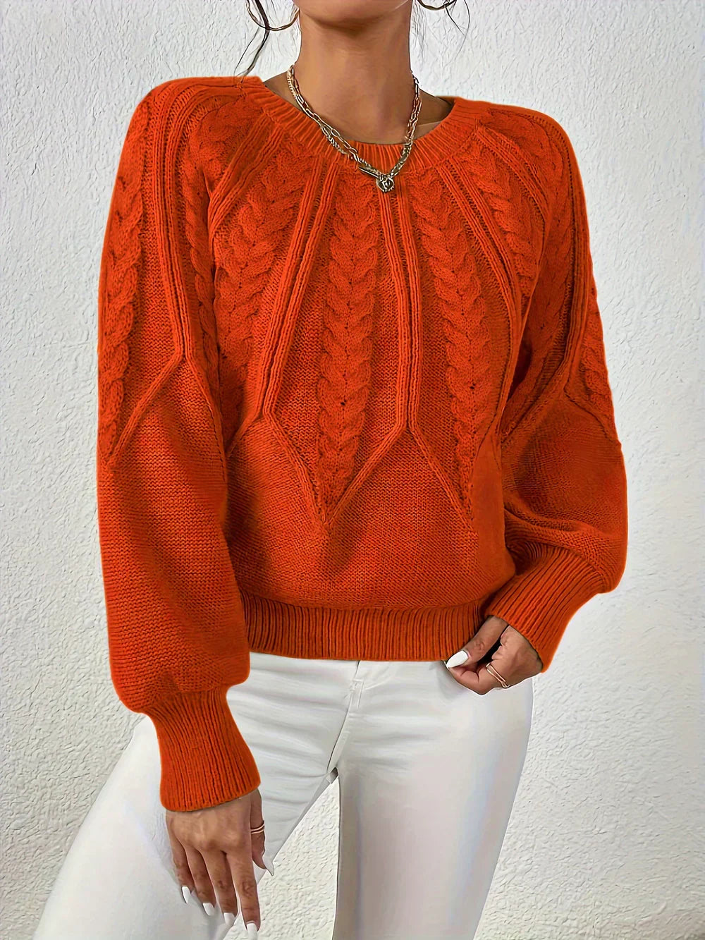 Jillian | Women's Cable Knit Raglan Sleeve Sweater - Image 6