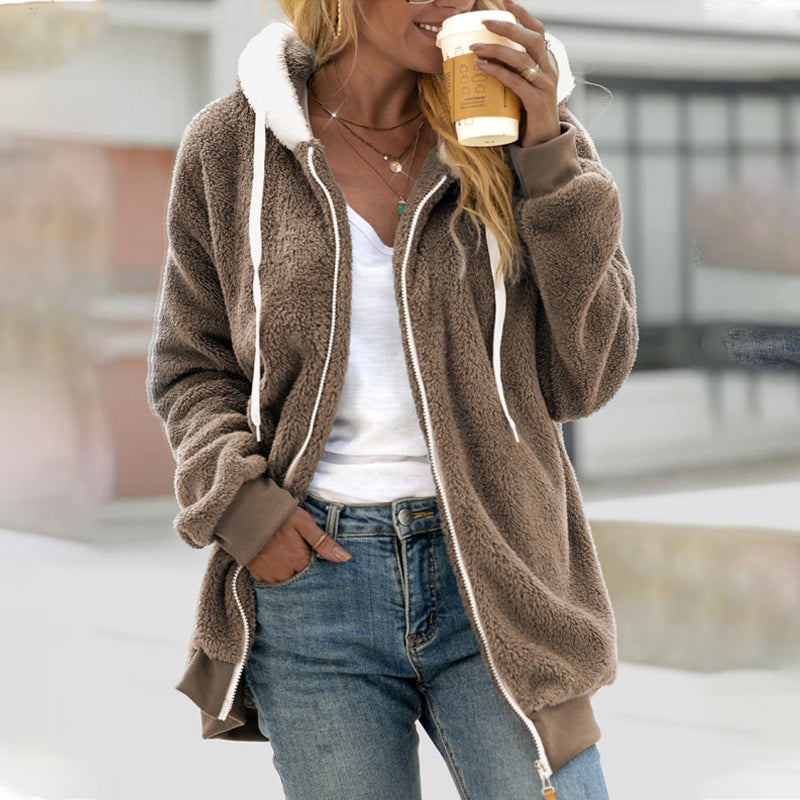 Tina | Women's Hooded Zip-Up Long Coat - Image 3