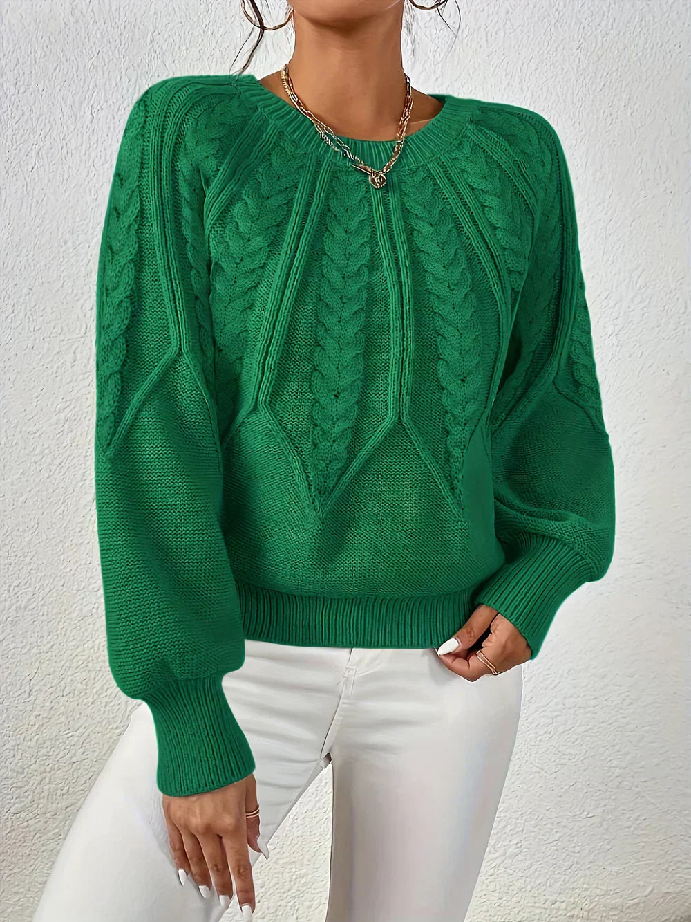 Jillian | Women's Cable Knit Raglan Sleeve Sweater - Image 7
