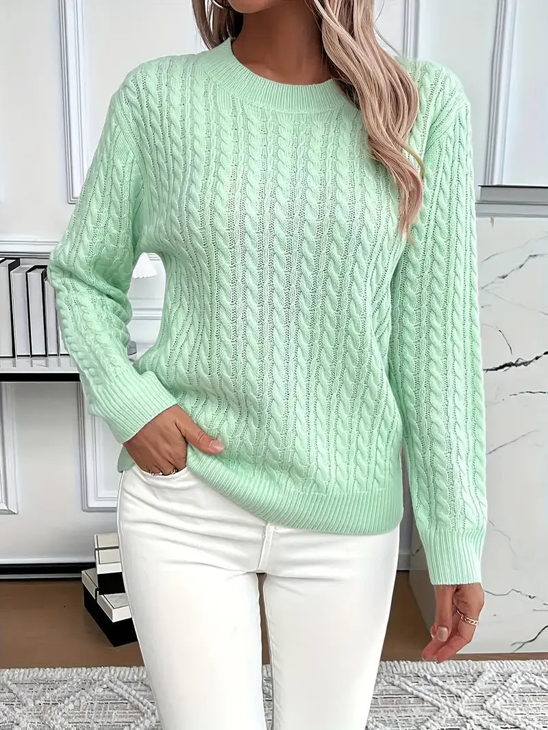 Esther | Women's Long Sleeve Cable Knit Sweater - Image 2